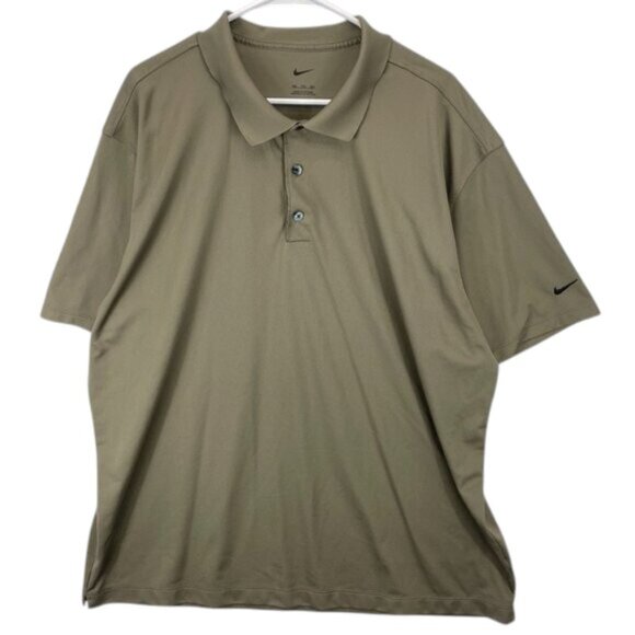 Nike Polo Shirt Men’s Size XXL Green Khaki Short Sleeve‎ Collared Dri-FIT Golf - Picture 1 of 8